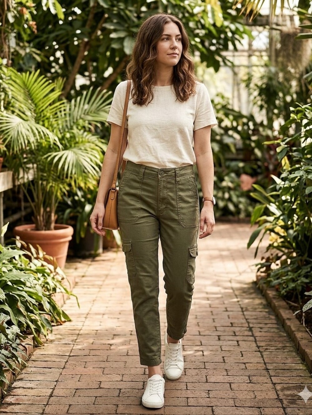 Cargo  Casual Straight Leg Cargo Jeans — Olive